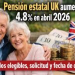 Pensión estatal UK aumenta 4.8% en abril 2026