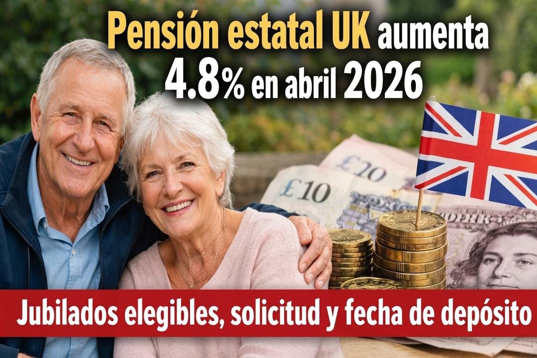 Pensión estatal UK aumenta 4.8% en abril 2026