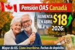 Pensión OAS Canadá aumenta $18 en abril 2026