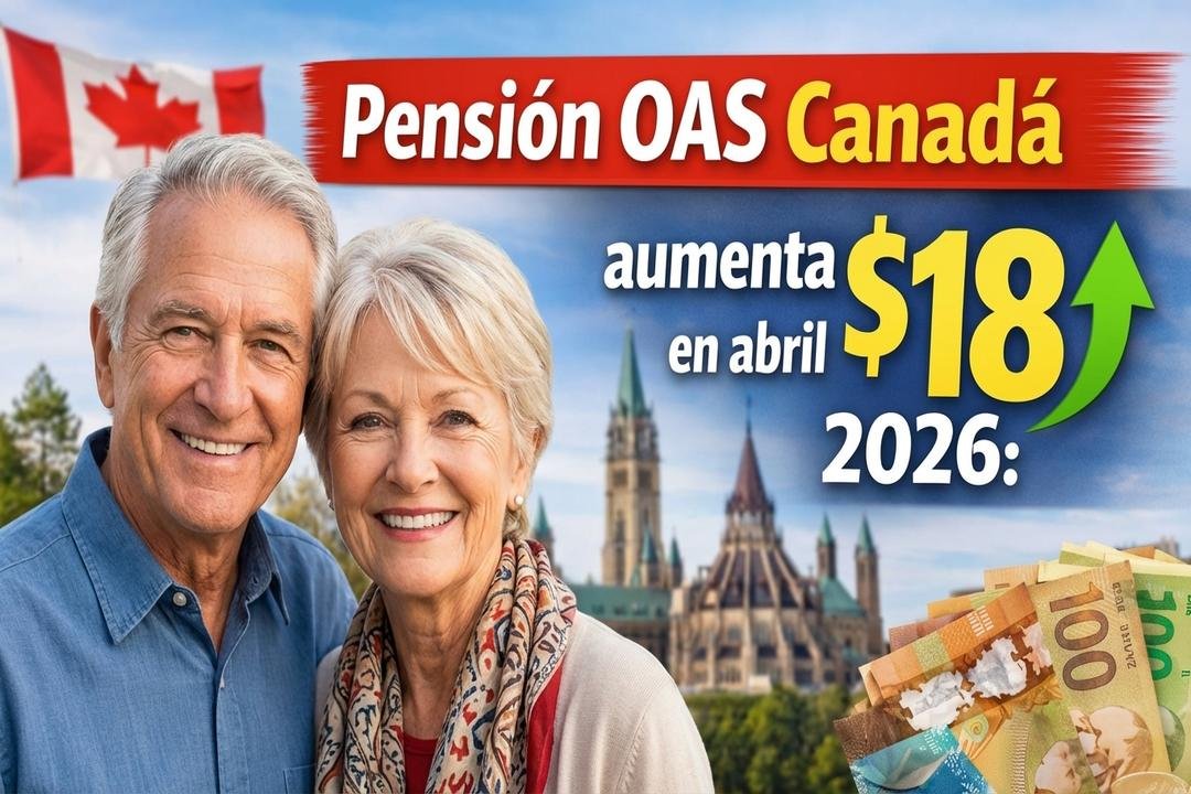 Pensión OAS Canadá aumenta $18 en abril 2026