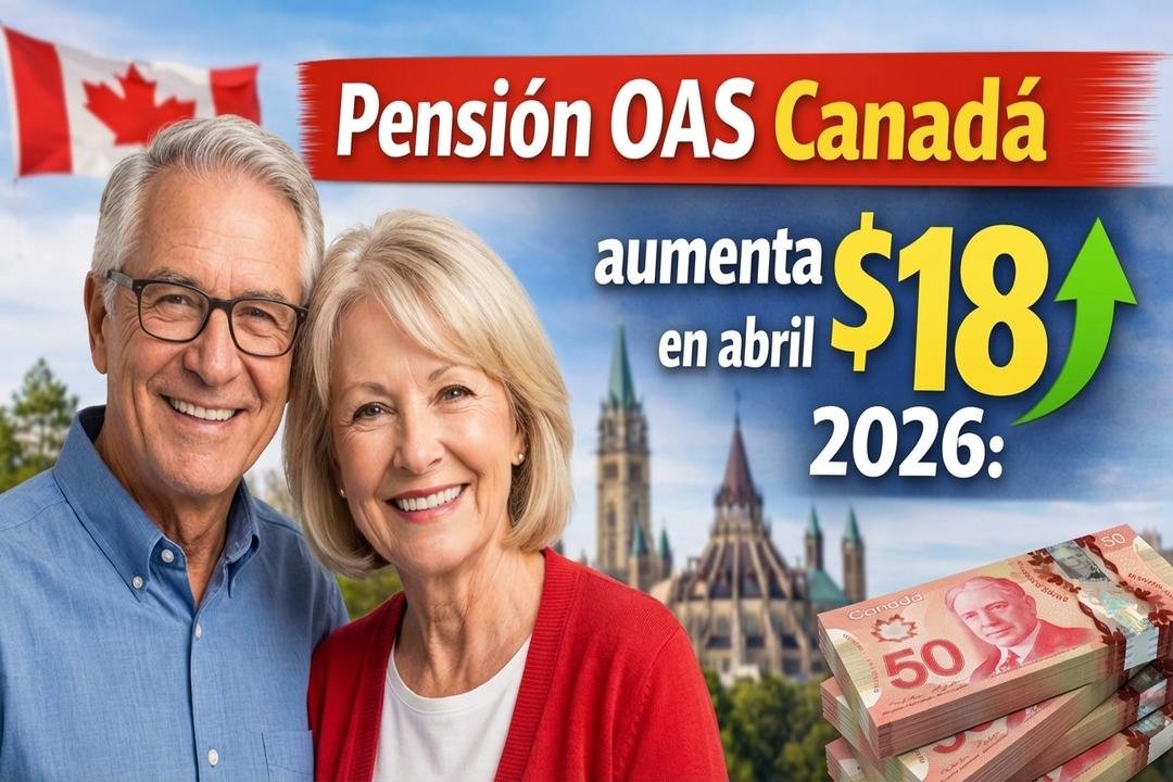 Pensión OAS Canadá aumenta $18 en abril 2026