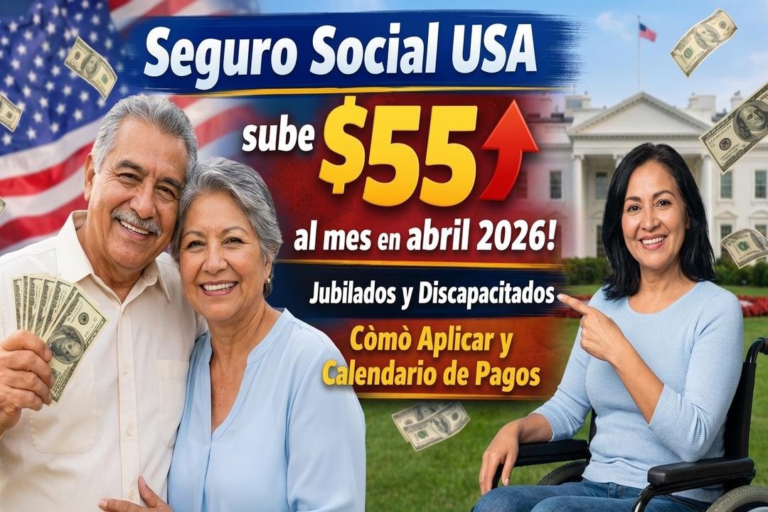 Seguro Social USA sube $55 al mes en abril 2026